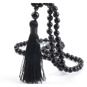 108 Mala Obsidiánový náhrdelník, meditačné šperky, prírodný kameň viazaný, elastický, korálik 8 mm, záchranný kameň