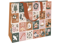 Nekupto Darčeková papierová taška s reliéfom 30 x 23 x 12 cm Vianočný adventný kalendár