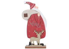 Santa drevený s taškou 12,5 x 23,5 cm