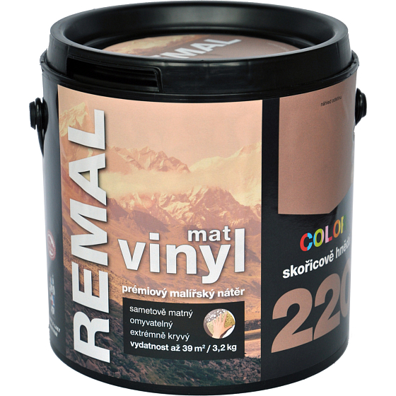 REMAL Vinyl Color mat umývateľná farba na stenu, 220 škoricovo hnedá, 3,2 kg