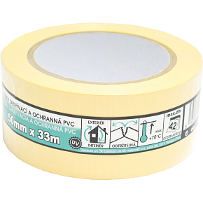 Mako zakrývacia stavebná PVC lepiaca páska, štukatérska, lepí 6 týždňov, šírka 50 mm, dĺžka 33 m