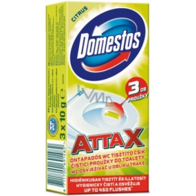 Domestos Attax Lemon čistiace prúžky do toalety 3 x 10 g