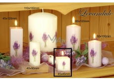 Lima Kvetina Levanduľa vonná sviečka biela s obtiskom levandule kocky 45 x 45 mm 1 kus