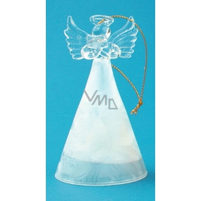 Anjel sklenený s farebnou sukňou biela 10 cm