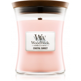 WoodWick Coastal Sunset - Západ slnka na pobreží vonná sviečka s dreveným knôtom a viečkom sklo malá 85 g