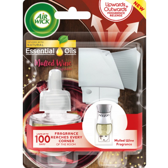 Air Wick Essential Oils Mulled Wine - Vôňa vareného vína elektrický osviežovač vzduchu komplet 19 ml