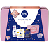 Nivea Q10 Beauty Q10 Power spevňujúci denný krém proti vráskam pre ženy 50 ml + Q10 Power spevňujúci nočný krém 50 ml + micelárna voda 100 ml + plechová krabička, kozmetická sada