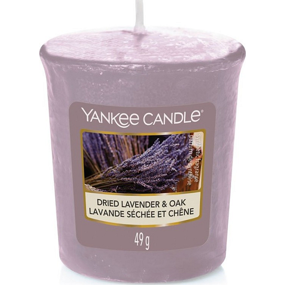Yankee Candle Dried Lavender & Oak - Sušená levanduľa a dub vonná sviečka votívna 49 g