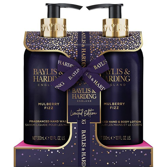 Baylis & Harding Mulberry Fizz mydlo na ruky 300 ml + mlieko na ruky a telo 300 ml, kozmetická sada pre ženy