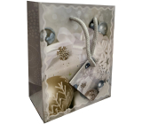 Nekupto Darčeková papierová taška 14 x 11 x 6,5 cm Vianočný darček strieborná