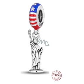 Charm Striebro 925 USA Americká vlajka - Socha Slobody, prívesok na náramok cestovanie