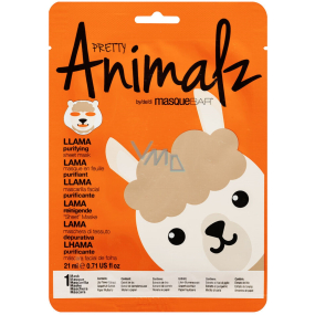 MasqueBar Pretty Animalz Lama Textilná vyživujúca pleťová maska 21 ml