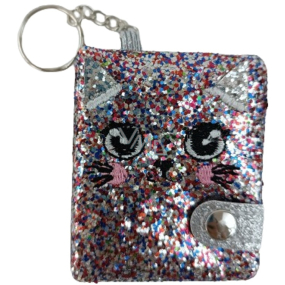Albi Cat blok na kľúče s trblietkami 7,5 x 6 cm
