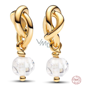 Charm Striebro 925 Prepletený fazetovaný kruh večnosti priehľadný, prívesok na náramok symbol apríl