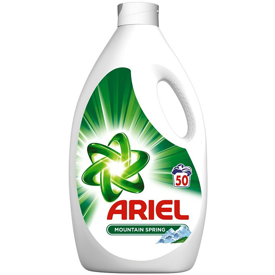 Ariel Mountain Spring tekutý prací gél pre čisté a voňavé bielizeň bez škvŕn 50 dávok 2,75 l