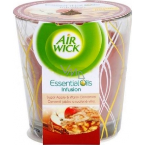 Air Wick Essential Oils Infusion Červené jablko & Varené víno vonná sviečka v skle 105 g
