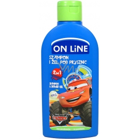 On Line Kids Cars Jablko 2v1 sprchový gél a šampón na vlasy pre deti 250 ml