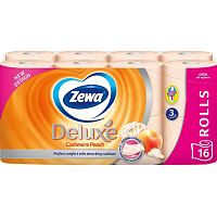 Zewa Deluxe Aqua Tube Cashmere Peach parfumovaný 3 vrstvový 150 útržkov 16 kusov, rolička, ktorú môžete spláchnuť