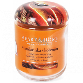 Heart & Home Mandarínka s korením Sójová vonná sviečka veľká horí až 70 hodín 340 g