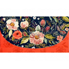 Nekupto Priania obálka na peniaze Modro-červená s kvetmi 116 x 220 mm