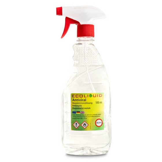 Ecoliquid Antiviral antiseptic dezinfekčný roztok, účinná dezinfekcia, rozprašovač 500 ml