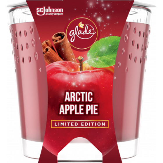 Glade Arctic Apple Pie s vôňou jablka, škorice a muškátového orieška vonná sviečka v skle, doba horenia až 32 hodín 129 g