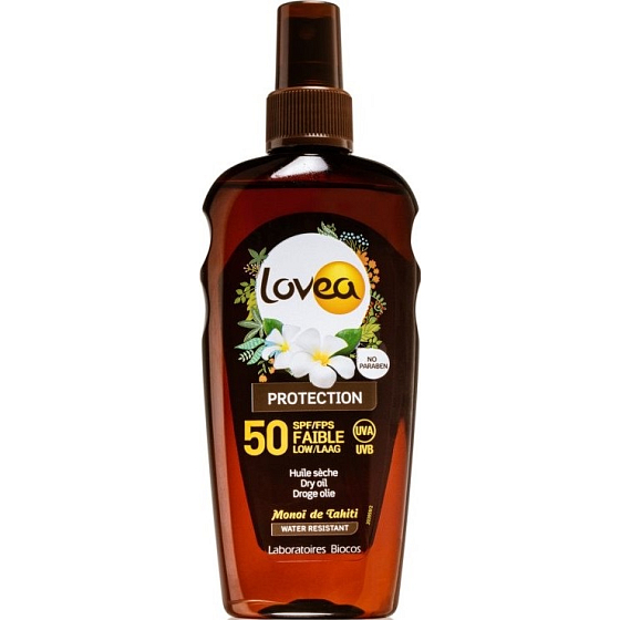 Lovea Bio SPF50 vodeodolný opaľovací suchý olej v spreji 200 ml