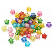 Ozdobné korálky plastové s průvlekem 4 mm barevné hvězdičky mix 14 g