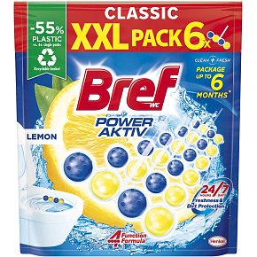 Bref WC guličky Power Aktiv Lemon, 6x 50 g