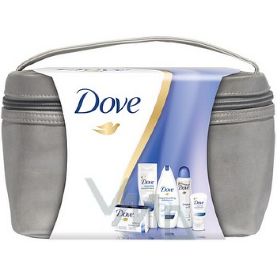 Dove Original taška dezodorant sprej 150 ml + sprchový gél 250 ml + mydlo 100 g + telové mlieko 250 ml + krém 75 ml, kozmetická sada