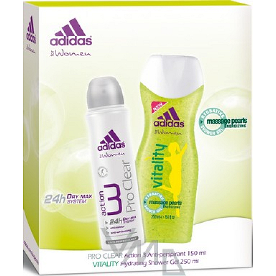 Adidas Action 3 Pro Clear antiperspirant dezodorant sprej 150 ml + sprchový gél 250 ml, kozmetická sada