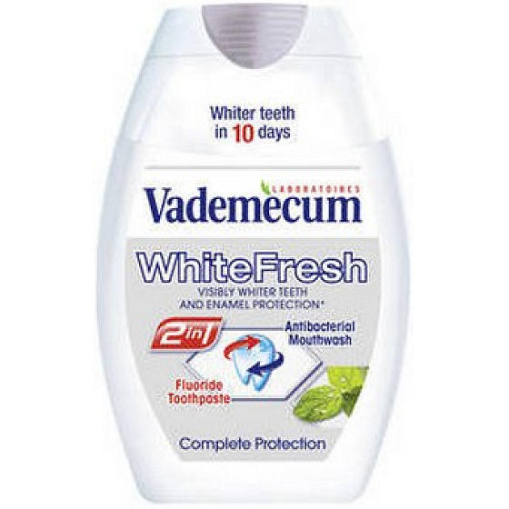 Vademecum White Fresh 2v1 zubná pasta a ústna voda v jednom 75 ml