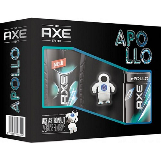 Axe Apollo dezodorant sprej 150 ml + sprchový gél 250 ml + USB Astronaut 2 GB, kozmetická sada