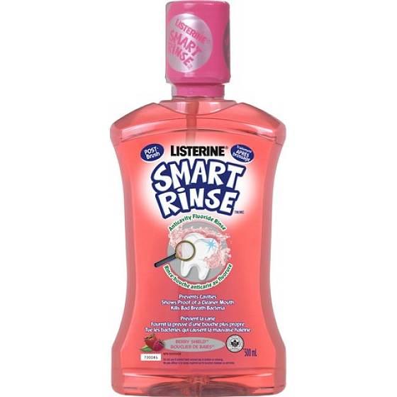 Listerine Smart Rinse Mild Berry ústna voda pre svieži dych pre deti od 6 rokov 500 ml