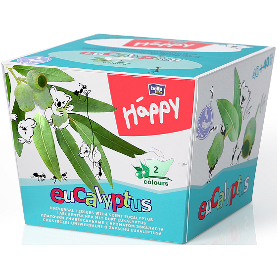 Bella Happy Baby Eucalyptus hygienické vreckovky 2 vrstvové 80 kusov