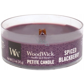 Woodwick Spiced Blackberry - Pikantné ostružina vonná sviečka s dreveným knôtom petite 31 g