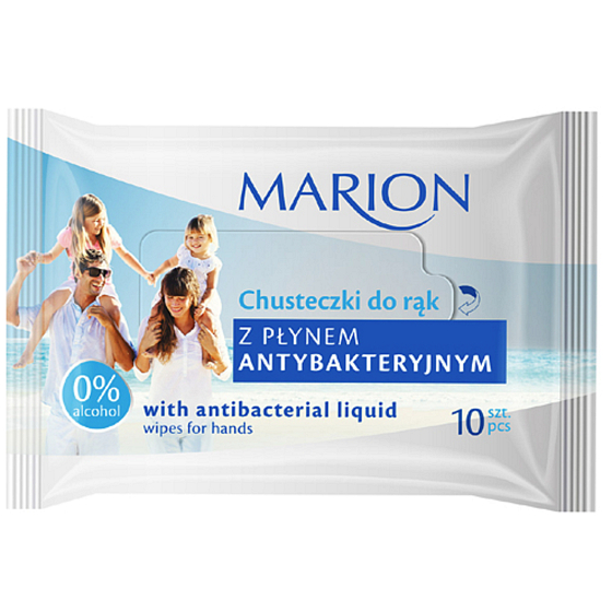 Marion Wipes Antibakteriálne vlhčené obrúsky 10 kusov