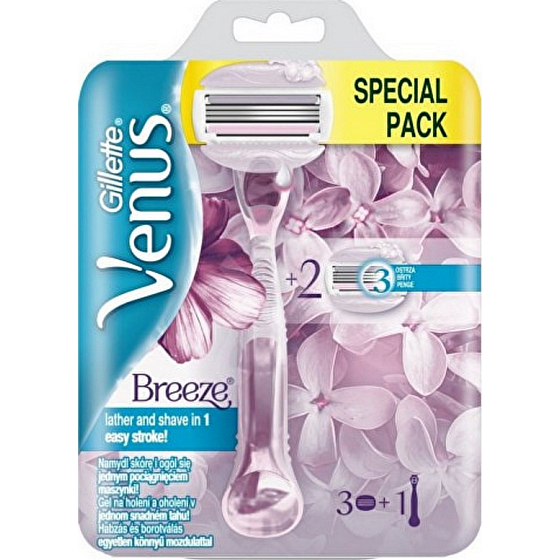 Gillette Venus Breeze 2v1 holiaci strojček + náhradné holiace hlavice 3 britvy 3 kusy, pre ženy