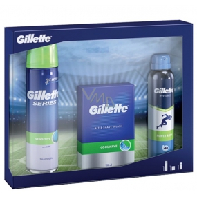 Gillette Cool Wave voda po holení 100 ml + Series Sensitive gél na holenie 200 ml + Power Rush antiperspirant dezodorant sprej 150 ml, kozmetická sada pre mužov