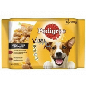 Pedigree Vital Protection s hovädzím a jahňacím mäsom v šťave, s morčacím mäsom a mrkvou v šťave kapsička 4 x 100 g