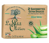 Le Petit Olivier Aloe Vera extra jemnej toaletné mydlo s prírodnými extraktmi 2 x 100 g