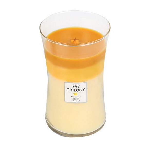 WoodWick Trilogy Fruits of Summer - Plody leta vonná sviečka s dreveným knôtom a viečkom sklo veľká 609 g
