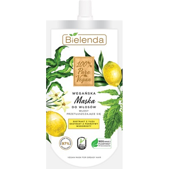 Bielenda 100% Pure Vegan Yuzu + Žihľava maska na normálne až mastné vlasy 125 ml