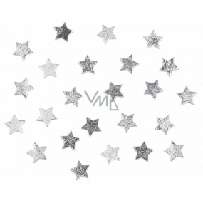 Drevené hviezdy strieborné 2,5 cm 24 kusov