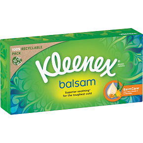 Kleenex Balsam 3-vrstvové papierové vreckovky v krabičke, 64 ks