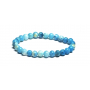 Larimar náramok elastický prírodný kameň, guľôčka 6 mm / 16 - 17 cm, kameň bájnej Atlantídy