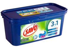 Savo Bezchlórové univerzálne gélové kapsuly 3v1 na pranie bielej a farebnej bielizne 32 dávok 864 g