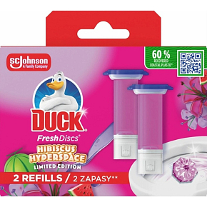Duck Fresh Discs Hibiscus Hyperspace WC blok s vôňou ibišteka a melóna náhradná náplň 2x36 ml