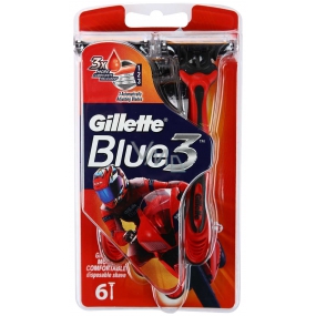 Gillette Blue 3 Special Edition holiace strojčeky červené 3 čepele pre mužov 6 kusov
