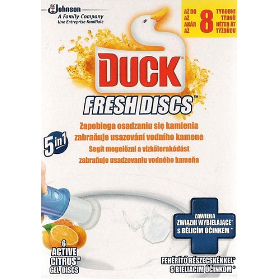 Duck Fresh Discs Active Citrus WC gél pre hygienickú čistotu a sviežosť toalety 36 ml